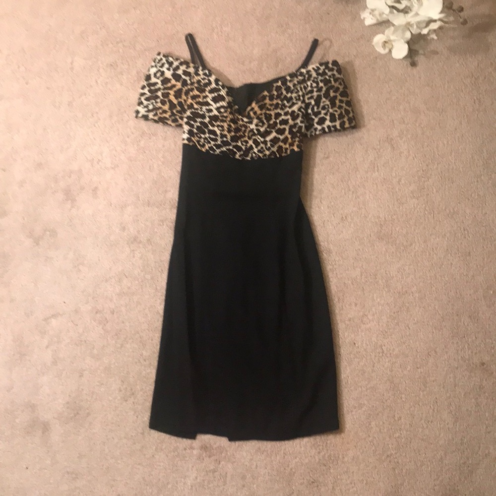 Vintage leopard print and black dress